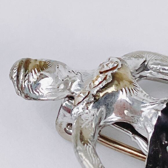 VTG 1950s Pin Ballerina Rhinestone Black Enamel Mid Century Brooch Silver Tone - Picture 5 of 11